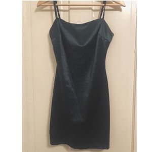 dark teal silk mini dress